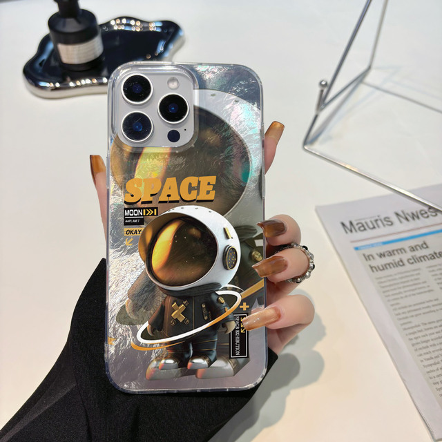 Customized IMD Astronaut Laser PC Phone Case for iPhone 11 12 13 14 15 16 Pro Max Shockproof Back Cover