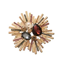 Broche vintage en strass, motif soleil, dorée, en alliage de cristal, de luxe, pour femme, vente en gros