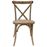 Chaise en bois durable à dossier croisé empilable pour mariage, événement, restaurant en plein air, lieu de réception
