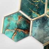 Ubin dinding seni mosaik aluminium kustom hijau Modern, untuk kamar mandi dapur Backsplash Hotel Villa dekorasi dinding Interior rumah