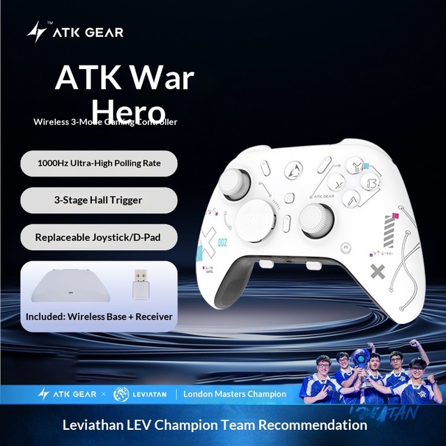 ATK Battle Axe Standard Tri Mode Wireless Gaming Controller Hall Effect Joystick Trigger 1000Hz for Switch PC IOS Android