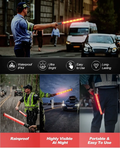 54Cm Phản Quang Điều Khiển Giao Thông Nhấp Nháy Thanh Màu Đỏ <span class=keywords><strong>LED</strong></span> Wand Cảnh Báo Baton Tín Hiệu Giao Thông Điều Khiển - Product Image 5