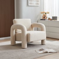 Furnistyle Canapé moderne en tissu velours blanc de 34 pouces avec oreiller de soutien pour villas