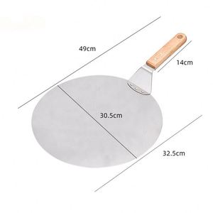 Stainless Steel Peel With Wooden Handle Round Pizza Paddle/Spatula /Cake Lifter & <b>Baking</b> Tool - Product Image 2