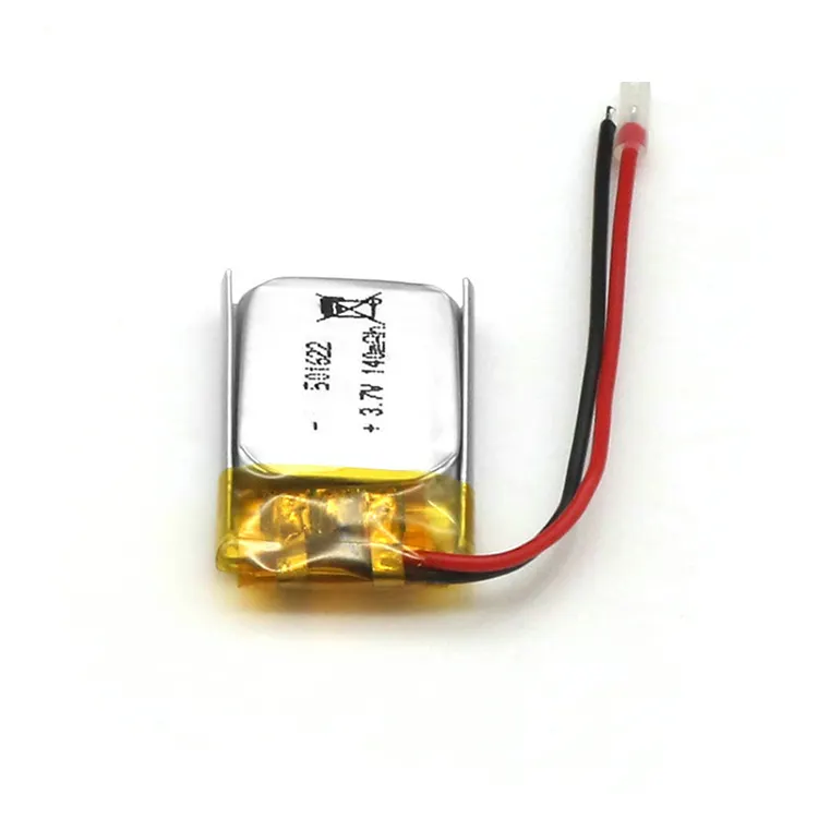 Best quality Factory design li-polymer 7.4v LP501622 140mah lithium polymer battery cell 3.7v 140mah 501622 battery