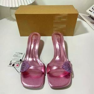 Nuovo 2025 stile francese estate tacco sottile punta quadrata strass cinturino perla di <span class=keywords><strong>mare</strong></span> fibbia blocco <span class=keywords><strong>sandali</strong></span> con tacco per donna - Product Image 6