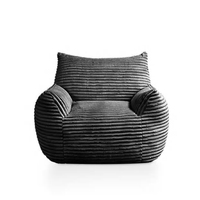 Fauteuil de sol compressible en velours côtelé avec accoudoirs, dossier haut, confortable, taille adulte