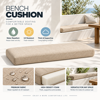 Coussin de banc long pour jardin, terrasse et extérieur, en tissu de blé tissé, résistant aux UV, épais, confortable, polyvalent et durable