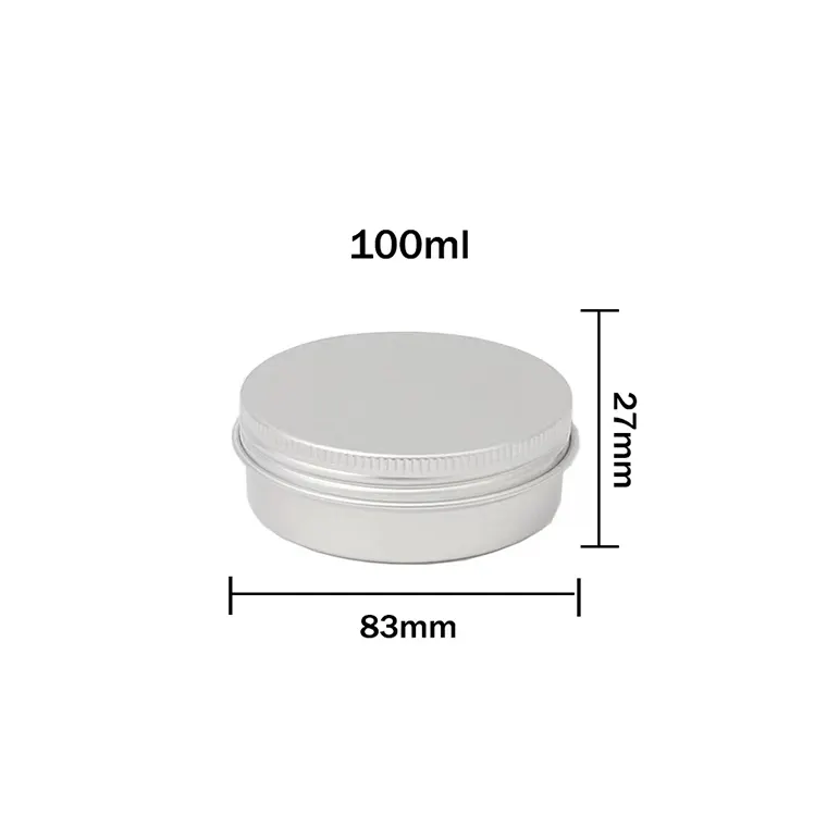 Tapón de rosca para cosméticos, botes de Metal vacíos de aluminio, lata de 60g, 30g, 100g, 50g, 5ml, 20ml, 30ml, 50ml, 60ml, 80ml, 100ml