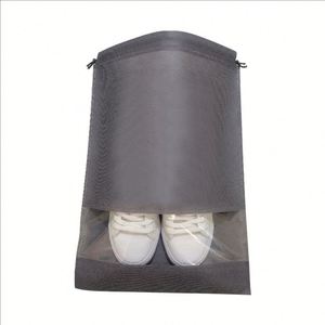 Sac anti-poussière personnalisé en non-tissé, sac de rangement à cordon pour jouets et cosmétiques, sac de protection pour chaussures avec fenêtre transparente - Product Image 1