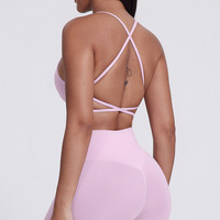 Vêtements de sport Nouveau col en V Twist Front Design Yoga Tops Gym Workout Bra Femmes Yoga Sports Bras