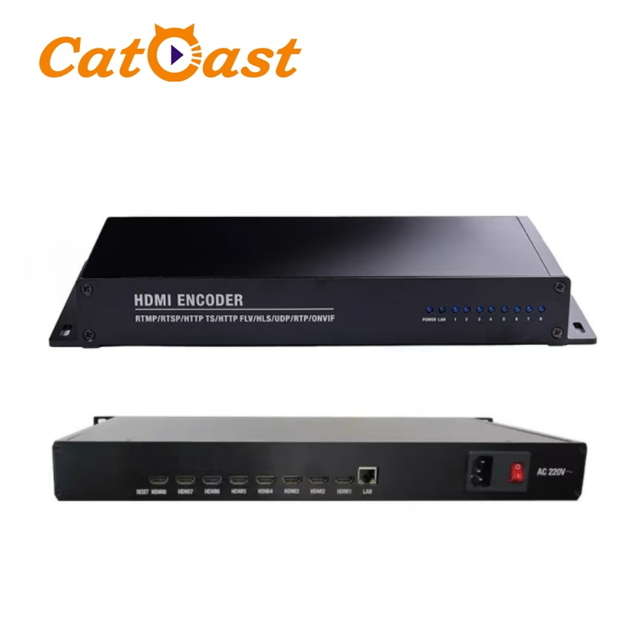 Live Streaming Video Encoder 8 Channel HD MI to IP H.264 H.265 Encoder HTTP HLS SRT RTMP Output