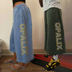 Custom Capris Sweatpants Cutoff Acid Wash 100% Cotton <b>Shorts</b> For Men Screen Print Heavy Weight <b>3</b>/<b>4</b> Sweat <b>Shorts</b> Manufacturers - Product Image 1
