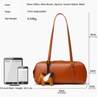 Sac à bandoulière polyvalent en cuir véritable vintage pour femme, sac de bowling sous le bras en cuir de vachette pleine fleur tanné végétal