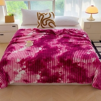 FF6259 Couverture polaire pour canapé-lit, motif tie-dye rayé, texture tie-dye dégradée douce, couverture en peluche rayée de luxe