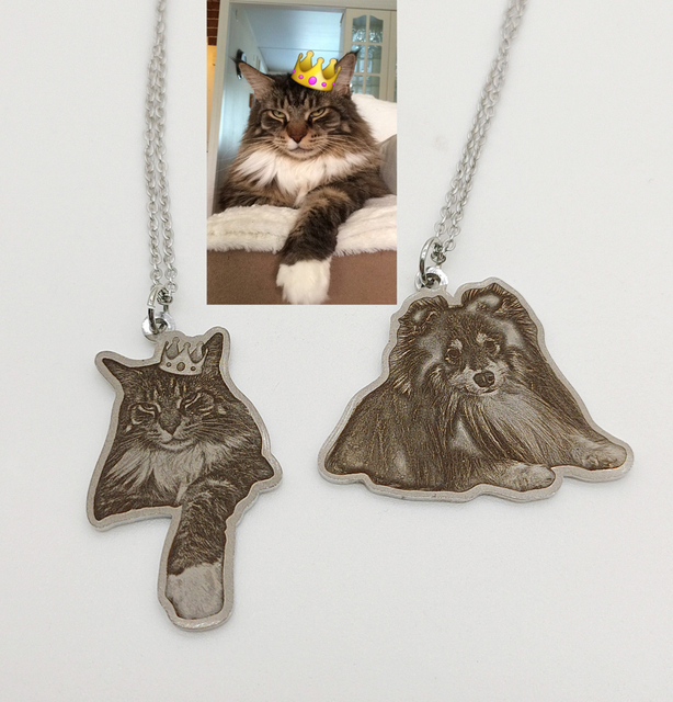Accept Shopify Dropshipping Custom Pet Photo Personalized Laser Stainless Steel Unisex Trendy Necklace Keychain Gift Memory Text