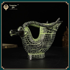 Jingciren Boutique, Coupe en corne de Niutou bronze antique, Ornement du zodiaque, Verre à vin ancien - Product Image 4