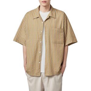 Camisas Casuales a Rayas para Hombre, Tallas Grandes, 100% Algodón, Manga Corta, Cierre de Botones, Color Liso, con Servicio OEM - Product Image 1