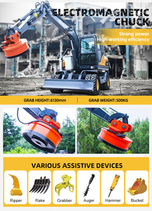 Excavatrice sur roues HWL90 <span class=keywords><strong>de</strong></span> 7,6 tonnes, godet <span class=keywords><strong>de</strong></span> 0,3 m³, 60 kW avec grappin/marteau, certifiée CE pour la construction et l'agriculture - Product Image 3