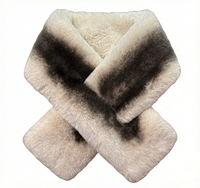 Écharpe rayée tendance en fausse fourrure de lapin de haute qualité pour femme adulte, chauffe-cou en peluche chaud pour l'hiver, vente directe usine, ODM