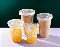 Gobelets à café en plastique rigide écologiques imprimés sur mesure, 8oz-32oz, avec couvercles, pour thé Boba, qualité alimentaire, faible MOQ, pour cafés