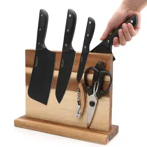 Acacia Wood Bamboo Storage Block Stand Knife Magnetic Strip Knife Magnet Holder Wooden Magnetic Knife Block