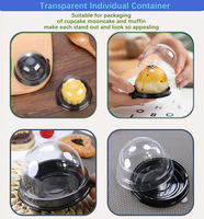 Boîte de conteneur pour mini-gâteaux de lune jetables, boîte en plastique transparent PET, dôme rond, emballage pour pâtisserie à base de jaune d'œuf