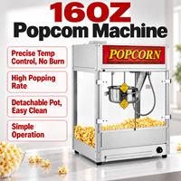 Machine à Popcorn Commerciale Électrique 16oz en Acier Inoxydable avec Plateau Chauffant et Enseigne POPCORN pour Cinéma