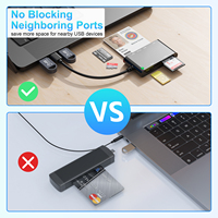 Lector de Tarjetas Inteligentes Rocketek USB 2.0 6 en 1 con Múltiples Puertos para Tarjetas SD/TF/Bancarias