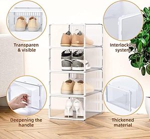 Échantillon Gratuit : Boîte à Chaussures Moderne Européenne à un Niveau en PP+PET, Organisateur de Chaussures Pliable à Ouverture Magnétique, pour Salle de Bain et Salon - Product Image 2