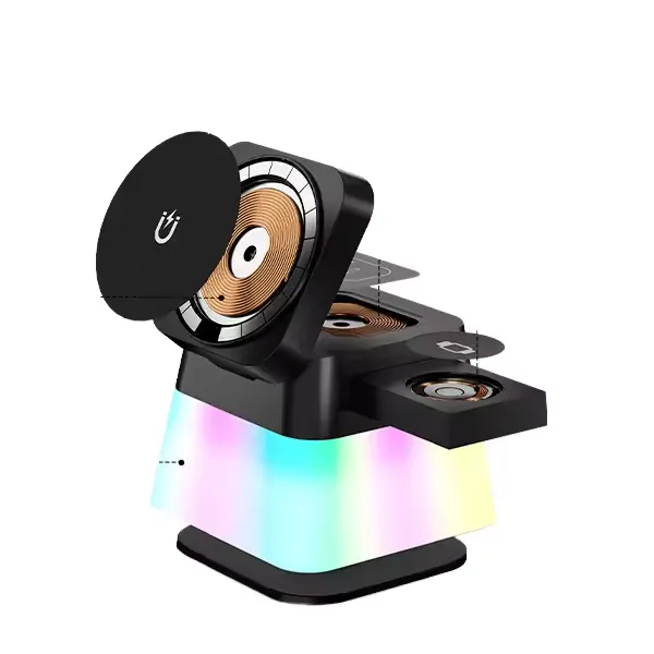 Multifunctional Folding Magnetic RGB Dream Lamp Effect Desktop Wireless Charging Watch Earbuds Mobile Phone Power Bank Station