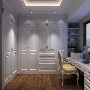 High-End Modern Solid Wood Bedroom <b>Wardrobe</b> Customizable Bedside Wall Panel Dressing Table Side Cabinet-Eco-Friendly Large - Product Image 1