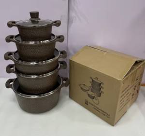 Ensemble de <span class=keywords><strong>cuisine</strong></span> en aluminium antiadhésif 10 pièces 20-32 cm, marmite avec casserole peu profonde, revêtement en granit durable pour cuisinière à gaz - Product Image 1