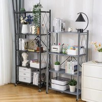 Multifunktion ales faltbares Metall lager regal Kostenlose mehr schicht ige Installation Küchen organisator Trolley Bücherregal für Wohnzimmer