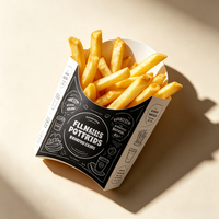 Boîte à frites pliable personnalisée résistante à l'huile pour restaurant de restauration rapide, vente en gros en vrac