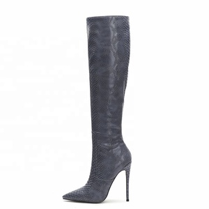 Nuovi <span class=keywords><strong>Stivali</strong></span> da Donna <span class=keywords><strong>con</strong></span> Stampa Animalier, <span class=keywords><strong>Tacco</strong></span> a Spillo e Cerniera Laterale, <span class=keywords><strong>Stivali</strong></span> Alti al Ginocchio per Ufficio, Scuola e Outdoor, Taglia 45 - Product Image 3
