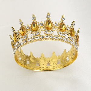 Corona <span class=keywords><strong>de</strong></span> Tiara Grande <span class=keywords><strong>de</strong></span> Estilo Barroco con Cristales <span class=keywords><strong>de</strong></span> Imitación y Baño <span class=keywords><strong>de</strong></span> Oro Rosa para Bodas y Concursos <span class=keywords><strong>de</strong></span> Belleza - Product Image 3