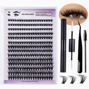 Aesphylash Self Adhesive Handmade Fiber Cluster <b>Lashes</b> Kit Custom Logo Reusable Waterproof False Eyelashes Black Cotton Stalk - Product Image 6