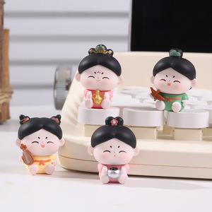 ตุ๊กตาจีนโบราณรูปทรงกลมเล็กๆ สมัยราชวงศ์ถัง งานฝีมือเรซิ่นตกแต่งขนาดจิ๋ว สำหรับเด็กชายและเด็กหญิง ของขวัญสำหรับเล่นเกม - Product Image 3