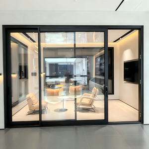 Il doppio design moderno porta scorrevole in vetro in lega di alluminio <span class=keywords><strong>ingresso</strong></span> anteriore con suono isolato <span class=keywords><strong>ingresso</strong></span> vetro finito per ville - Product Image 1