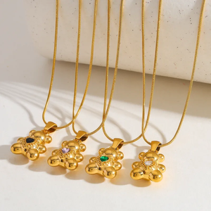 Collier pendentif vintage élégant pour femme en acier inoxydable plaqué or 18 carats avec zircon, chaîne serpent, accessoire tendance - Product Image 6