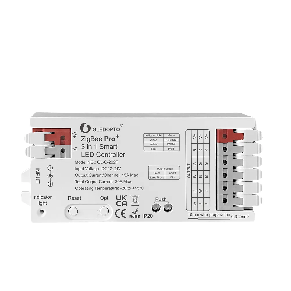 Gledopto סצנה ללחוץ כפתור rgbct rgbw rgb 20a zigbw rgb + 3 ב 1 בקר חכם הוביל