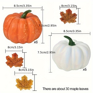 Grande citrouille artificielle blanche et orange en mousse avec feuille d'érable pour la décoration intérieure, l'Halloween et les loisirs créatifs - Product Image 2