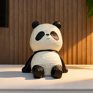 Panda Resin Ornament Geometric Design Modern Decor Living Room Housewarming Gift Single Piece - Product Image 1