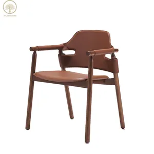 Hot Sale Modern Leather Brown Round Table Set 6 Chairs For Restaurant