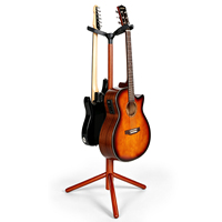 Support de Guitare Double à Verrouillage Automatique en Bois de Sapele, Trépied de Sol pour Guitare Électrique, Basse, Violoncelle et Présentoir d'Instruments