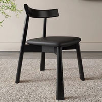 Chaise de salle à manger en bois massif et cuir de style nordique moderne VL, chaises rembourrées pour restaurant