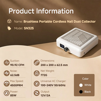 Aspirateur de poussière pour ongles sans balais avec bouton de vitesse variable et grille magnétique amovible pour usage en salon