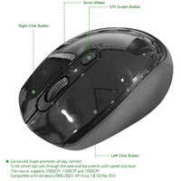 Mouse Nirkabel, Mouse Komputer Nirkabel 2.4G dengan Penerima Nano 3 Tingkat DPI yang Dapat Disesuaikan, Mouse Optik Seluler Portabel untuk PC