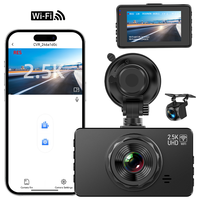 Caméra embarquée WiFi 2.5K double objectif IPS, enregistreur vidéo HD avant et arrière pour voiture, boîte noire de conduite avec surveillance 24h/24 et enregistrement en boucle
